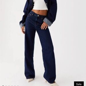 Dark Blue Straight Leg Jeans